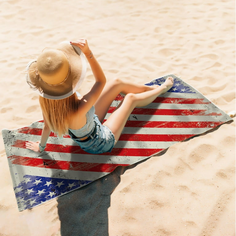BKFYDLS Beach Towel Big Beach Energy American Flag Beach Towel Oversized USA Beach Towels Lightweight Striped Pool SPA Towels Quick Dry 60x30 Inch Travel Beach Towels Walmart