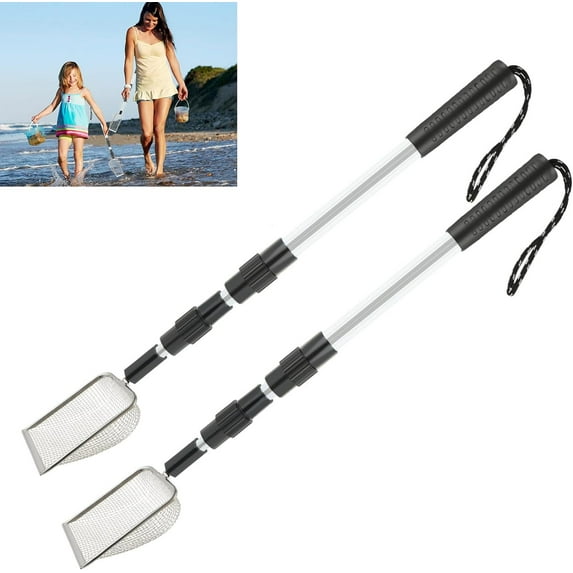 BKHEY Shark Tooth Sifter 2 Piece Beach Sand Scoop Shell Scooper