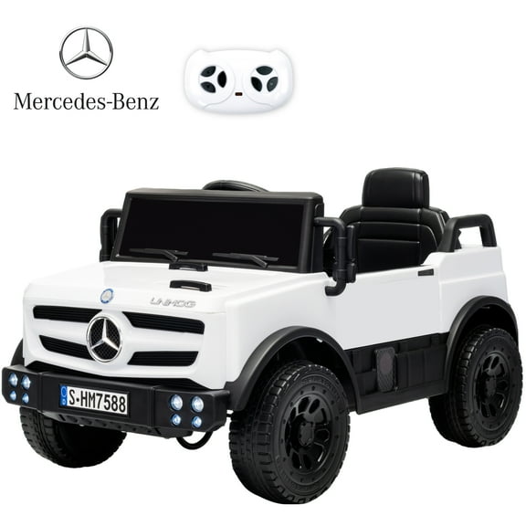BKIRNP 12V Ride on Toys Electric Car,Licensed Mercedes-Benz Unimog w/Parent Remote Control,Age for 1-4 Boys,Girls,Kids,White