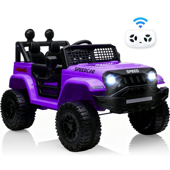 BKIRNP Kids Electric Car Ride on Cars 12V Powered 4-Wheel Battery Car 3mph w/Remote Control MP3 LED Bluetooth Music for Kids 2+