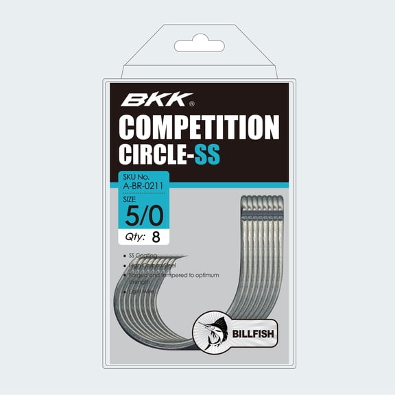 BKK Competition Circle Hook Stainless Steel 7,0#, Pack of 100 Hooks