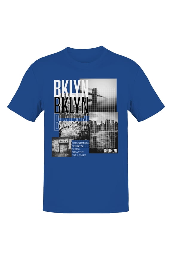 BKLYN Brooklyn Urban Cityscape Men's Royal Blue T-shirt