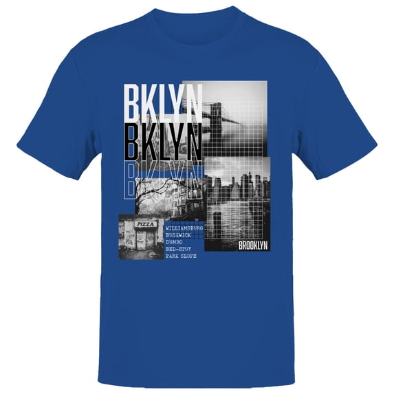 BKLYN Brooklyn Urban Cityscape Men's Royal Blue T-shirt