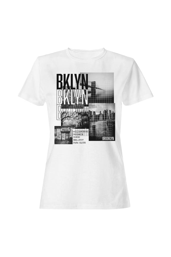 BKLYN Urban Cityscape Women's White T-shirt