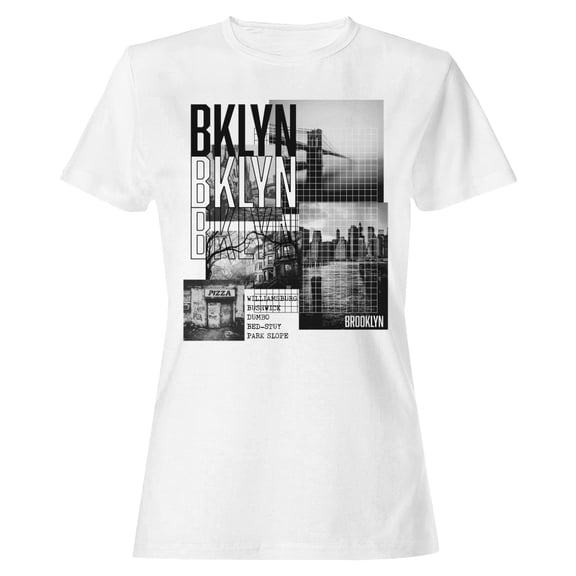 BKLYN Urban Cityscape Women's White T-shirt