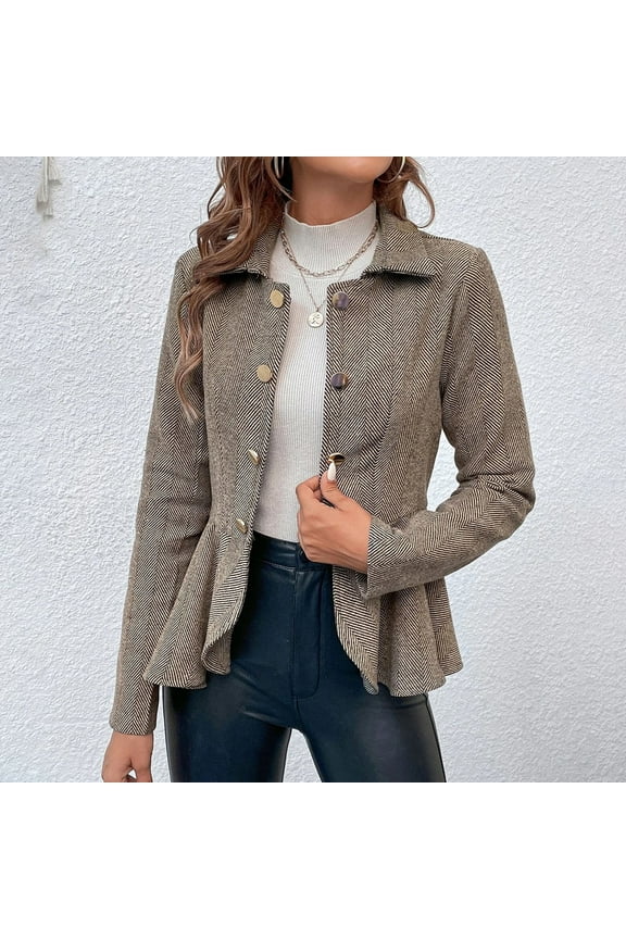 Blazers For Women Women'S Casual Jacket High Low Hem Open Front Long Sleeves Work Peplum Coat Winter Coats For Women Womens Fall Fashion 2023 Beige M