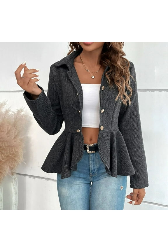Blazers For Women Women'S Casual Jacket High Low Hem Open Front Long Sleeves Work Peplum Coat Winter Coats For Women Womens Fall Fashion 2023 Black XL