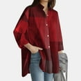 thumbnail image 1 of BKQCNKM Blouses for Women Dressy Casual Womens Blouses for Women Long Sleeve Shirts for Women Long Sleeve Lapel Neck Solid Color Shirts for Women, Red XXL, 1 of 8