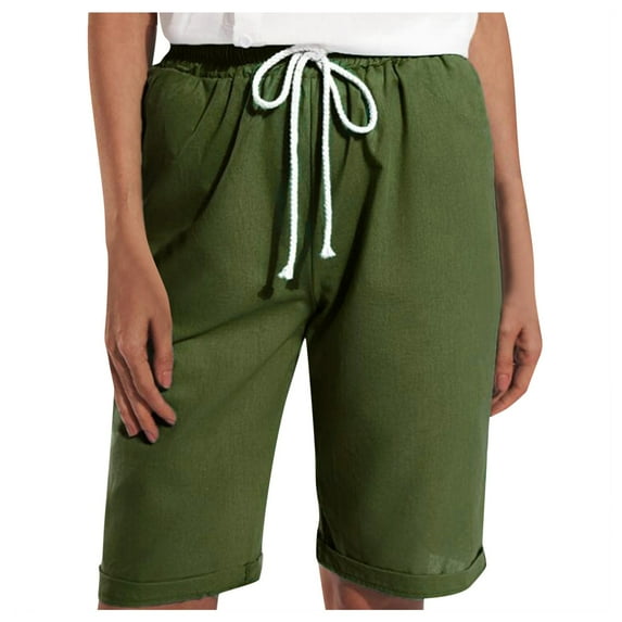 BKQCNKM Cargo Pants Women Cargo Sweatpants For Women Fashion Casual Waist Pockets Solid Elastic Pants Women Shorts Loose Summer Pants Cargo Pants Green M