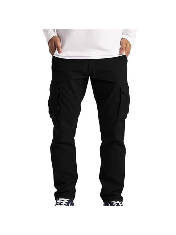 Cargo Pants for Men Mens Cargo Pants Wear Trousers Work Pants 6 Full Men's Cargo Pocket Men's Pants Cargo Pants, Black S