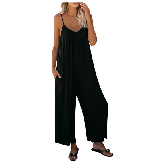 BKQCNKM Christmas Onesies for Women Onesie Pajamas for Women Fashion Women Solid Color Bandage Pockets Suspenders Pants Bib Shorts Jumpsuit Long Sleeve Jumpsuit for Women Black M