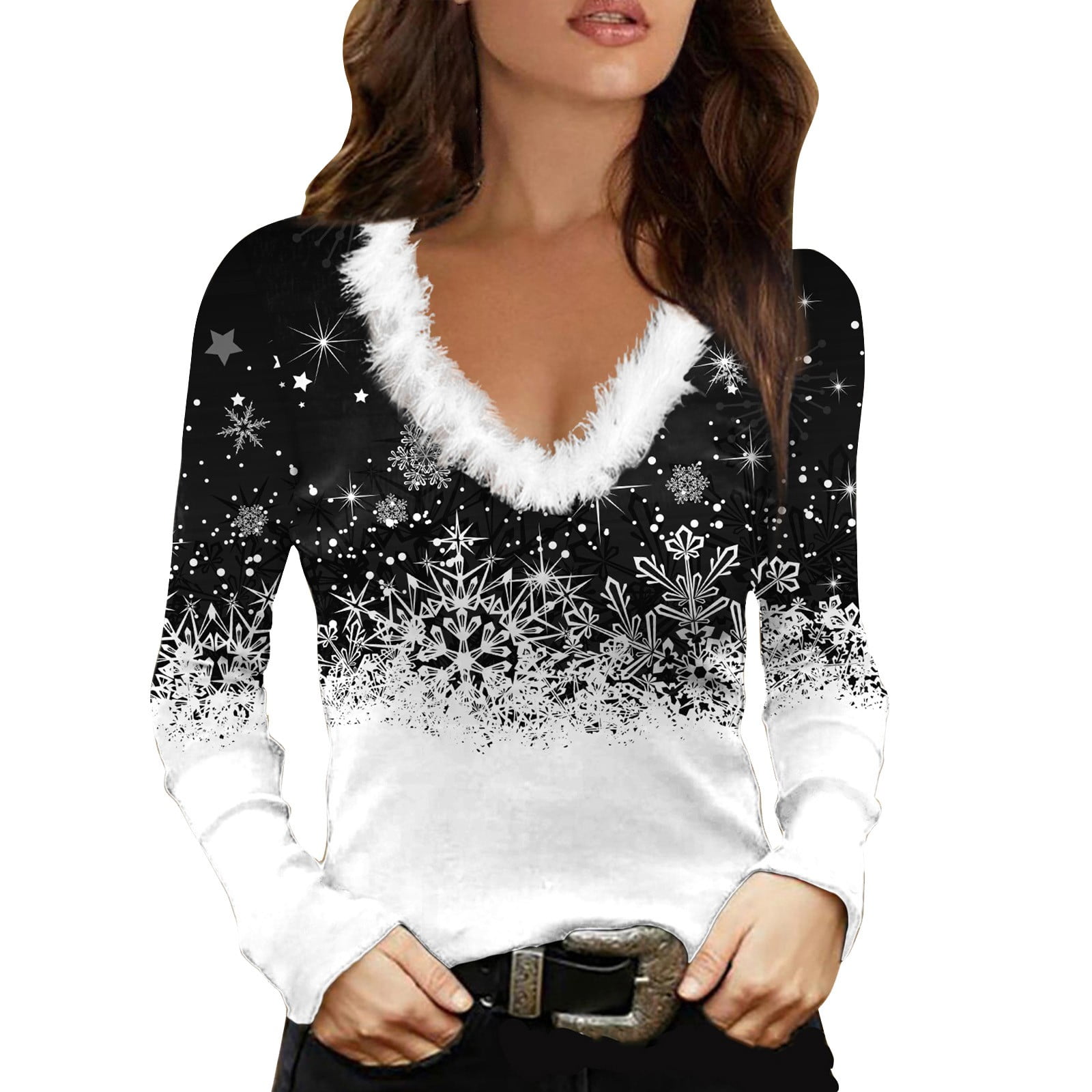 BKQCNKM Christmas Shirts For Women Christmas Shirt Women'S Shirt 