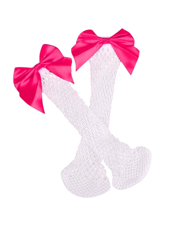 Compression Socks for Women Knee High Socks for Women Ruffle Ankle High Socks Mesh Lace Fish Net Short Socks Compression Socks for Women Plus Size, Hot Pink One Size
