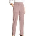 thumbnail image 1 of BKQCNKM Corduroy Pants Women Straight Leg Pants for Women Casual Pants for Women Solid Color Elastic Waist Striped Straight Leg Casual Pants Winter Pants for Women Red S, 1 of 4