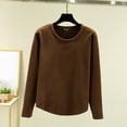 thumbnail image 1 of BKQCNKM Crewneck Sweatshirts Women Autumn And Winter Casual Solid Color Round Neck Thickened Warm Top Workout Shirts Women Long Sleeve Tops Brown XXL, 1 of 7