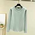 thumbnail image 1 of BKQCNKM Crewneck Sweatshirts Women Autumn And Winter Casual Solid Color Round Neck Thickened Warm Top Workout Shirts Women Long Sleeve Tops Green 2 L, 1 of 7