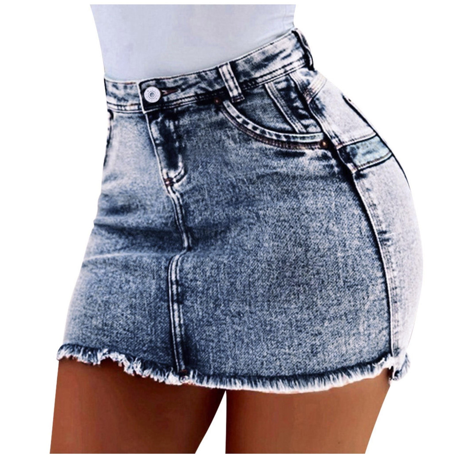 【BAON】Kibin Washing Denim Mini Skirt BKQCNKM Denim Skirt Skirts for Women Mini Skirt Wash Female