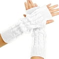 thumbnail image 1 of BKQCNKM Fingerless Gloves for Women Fingerless Gloves Winter Warm and Fashionable Solid Color Knitted Fingerless Gloves for Men and Women Gloves for Cold Weather, White One Size, 1 of 3