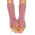 thumbnail image 1 of BKQCNKM Fingerless Gloves for Women Fingerless Gloves Women Autumn and Winter Solid Color Multicolor Wool Long Striped Knit Half Finger Gloves for Cold Weather, B One Size, 1 of 1