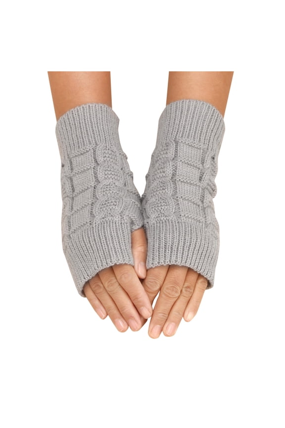 Fingerless Gloves for Women Fingerless Gloves Women Casual Autumn and Winter Simple Solid Color Pattern Knitted Short Half Finger Gloves for Cold Weather, Gray 1 One Size