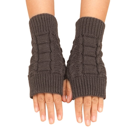 BKQCNKM Fingerless Gloves for Women Fingerless Gloves Women Casual Autumn and Winter Simple Solid Color Pattern Knitted Short Half Finger Gloves for Cold Weather, Gray 2 One Size