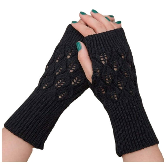 BKQCNKM Fingerless Gloves for Women Fingerless Gloves Women Mitten Knitted Gloves Arm Soft Fingerless Warm Girl Winter Keep Warm Gloves for Cold Weather, Black One Size