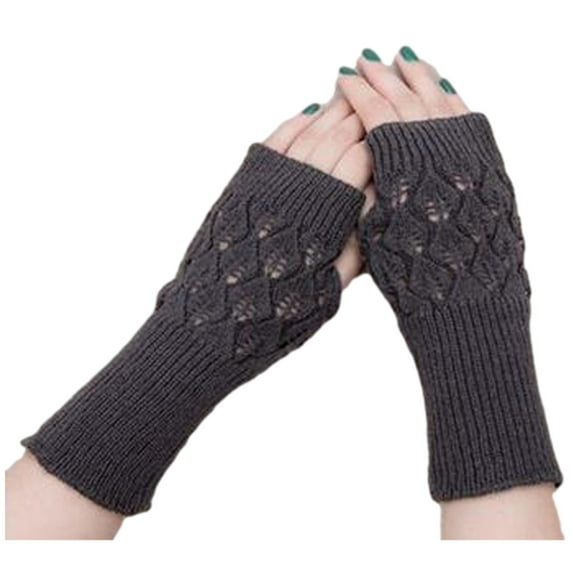 BKQCNKM Fingerless Gloves for Women Fingerless Gloves Women Mitten Knitted Gloves Arm Soft Fingerless Warm Girl Winter Keep Warm Gloves for Cold Weather, Dark Gray One Size