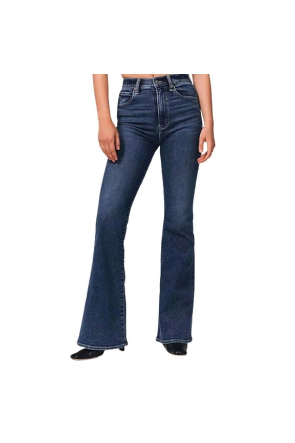 Flare Jeans for Women, Bell Bottom Jeans for Women, Stretch Jeans for Women, Jeans High Waist Baggy Wide Leg Jeans Stretchy Denim Pants Y2 K, Mid Rise Jeans for Women, Dark Blue L