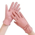 thumbnail image 1 of BKQCNKM Gloves for Cold Weather Winter Gloves Fashion Lace Butterfly Embroidery Fleece Lined Gloves Womens Leather Driving Gloves Winter Gloves Women, Pink 1 One Size, 1 of 3