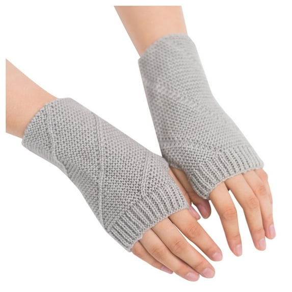 BKQCNKM Gloves for Cold Weather Winter Gloves Knitted Fingerless Arm Keep Winter Girl Gloves Mitten Warm Women Warm Soft Gloves Winter Gloves Women, Gray One Size
