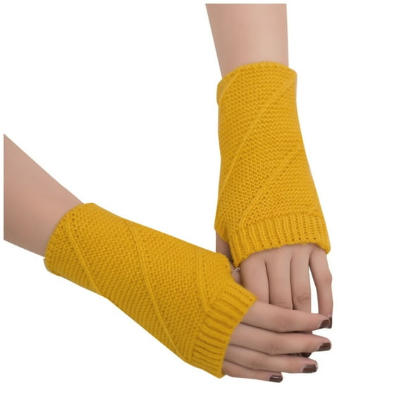 BKQCNKM Gloves for Cold Weather Winter Gloves Knitted Fingerless Arm Keep Winter Girl Gloves Mitten Warm Women Warm Soft Gloves Winter Gloves Women, Yellow One Size