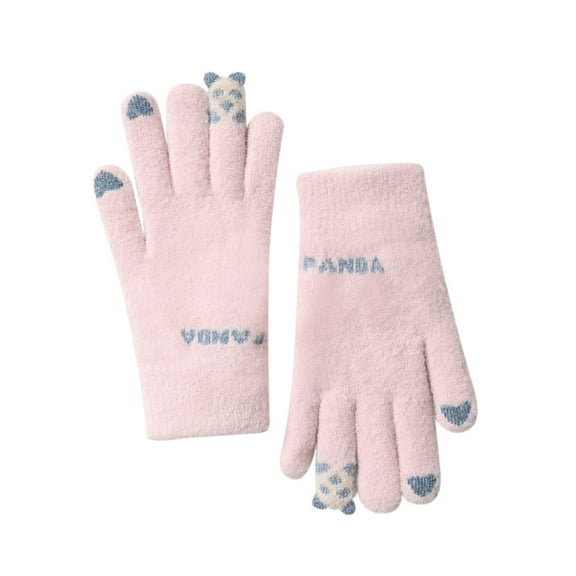 BKQCNKM Gloves for Cold Weather Winter Gloves Knitted Screen Touched Winter Gloves Thick and Goves Plus Warmed Finger Outdoor Autumn Velvet Gloves Winter Gloves Women, Pink One Size