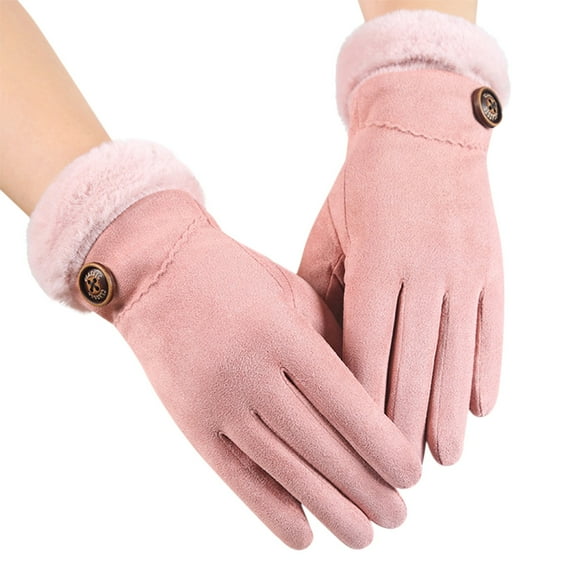 BKQCNKM Gloves for Cold Weather Winter Gloves Ladies Fashion Warm Gloves Outdoor Riding Driving Cute Bow Plus Fleece Touched Screen Nonslip Gloves Winter Gloves Women, Pink One Size
