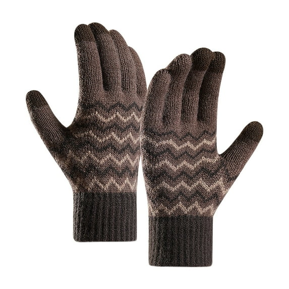 BKQCNKM Gloves for Cold Weather Winter Gloves Men Gloves with Fleece Cold Proof Warm Gloves with Finger Screen Knit Gloves Winter Gloves Women, Brown One Size