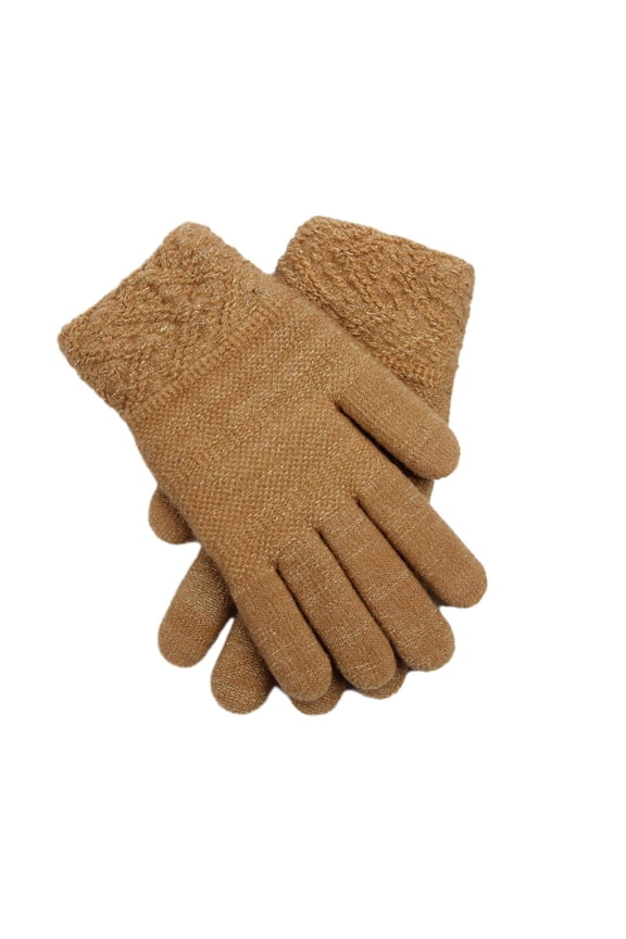 Gloves for Cold Weather Winter Gloves Winter Warm and Fashionable Solid Color Knitted Full Finger Gloves for Men and Women Winter Gloves Women, Gold One Size