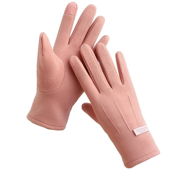 BKQCNKM Gloves for Cold Weather Winter Gloves Women Autumn Winter Keep Warm Screen Thin Gloves Cycling Drive Fashion Elegant Letter Mark Windproof Winter Gloves Women, Pink One Size