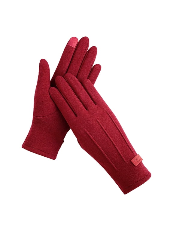 Gloves for Cold Weather Winter Gloves Women Autumn Winter Keep Warm Screen Thin Gloves Cycling Drive Fashion Elegant Letter Mark Windproof Winter Gloves Women, Red One Size