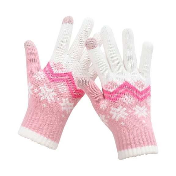 BKQCNKM Gloves for Cold Weather Winter Gloves Women Can Enable Screen Gloves Warm Knitted Gloves Mittens Winter Keep Warm Knitting Christmas Winter Gloves Women, Pink One Size