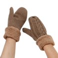 thumbnail image 1 of BKQCNKM Gloves for Cold Weather Winter Gloves Women Fashion Knitted Plush Windproof Warm Thickened Fingered Plus Fleece Gloves Winter Gloves Women, Khaki One Size, 1 of 3