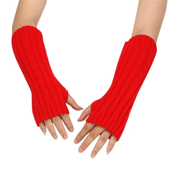 BKQCNKM Gloves for Cold Weather Winter Gloves Women Fashion Knitted Plush Windproof Warm Thickened Fingered Plus Gloves Winter Gloves Women, Red One Size
