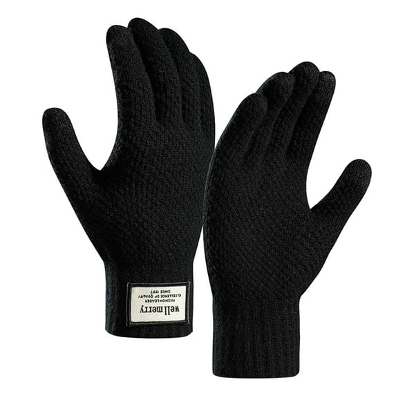 BKQCNKM Gloves for Cold Weather Winter Gloves Women Winter Screen Gloves Warm Knit Gloves Elastic Cuff Winter Men Texting Gloves Winter Gloves Women, Black One Size