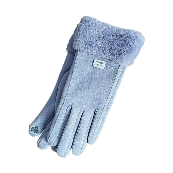 BKQCNKM Gloves for Cold Weather Winter Gloves Women's Winter Warm Cycling Velvet Thickened Cold and Windproof Screen Gloves Winter Gloves Women, Blue One Size