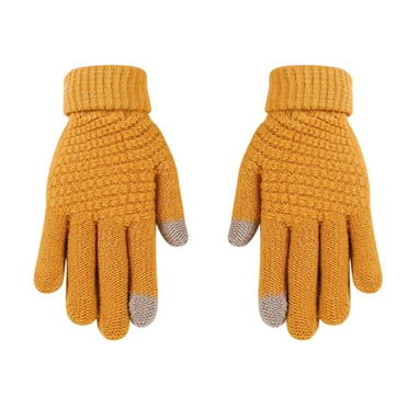 BKQCNKM Gloves for Cold Weather Winter Gloves Women Men Warm Stretch Knitted Gloves Mittens Winter Keep Warm Knitting Golves Outdoor Riding Mittens Winter Gloves Women, Orange One Size