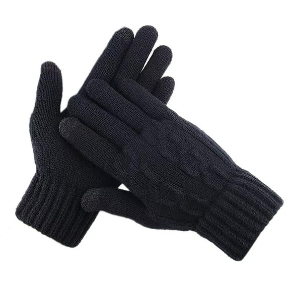 BKQCNKM Gloves for Cold Weather Winter Gloves Screen Gloves for Winter Thermals Plus Fleece Knit Cycling Gloves Winter Gloves Women, Black One Size