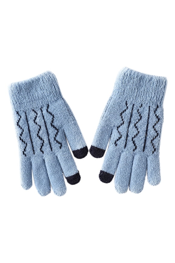 Gloves for Cold Weather Winter Gloves Screen Gloves for Winter Thermals Plus Fleece Knit Cycling Gloves Winter Gloves Women, Blue One Size