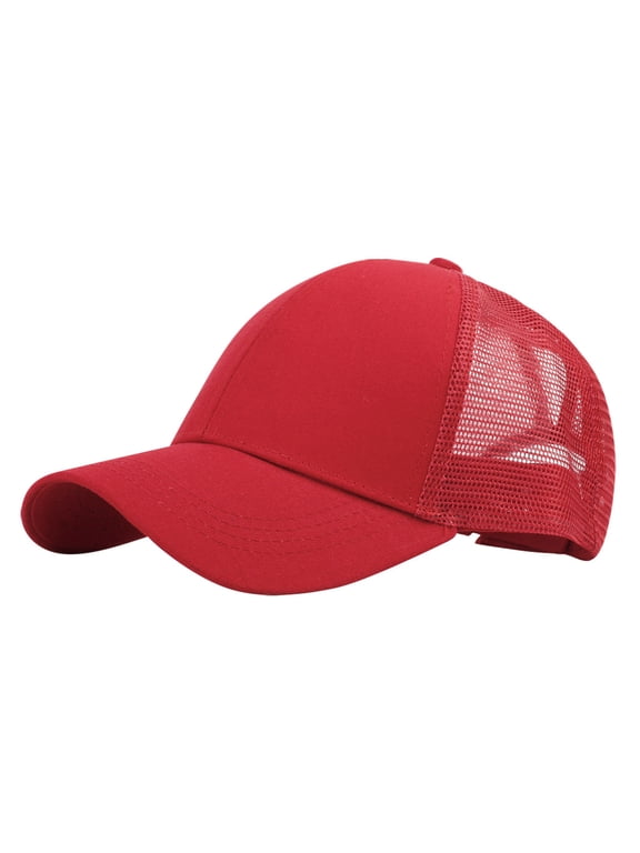Hats for Men, Mens Hats, Baseball Cap, Cap Mesh Sun Open Baseball Cap Solid Unisex Outdoor Back Hat Color Baseball Caps, Red One Size