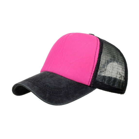 BKQCNKM Hats for Men, Mens Hats, Baseball Cap, Fashion Women Men Sport Hit Color Breathable Beach Baseball Cap Hip Hop Hat Sun Hat, Hot Pink One Size