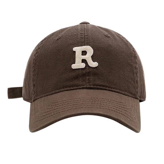 BKQCNKM Hats for Men, Mens Hats, Baseball Cap, Spring/summer Big Headed Soft Top R Letter Solid Duck Tongue Hat Baseball Hat, Coffee One Size