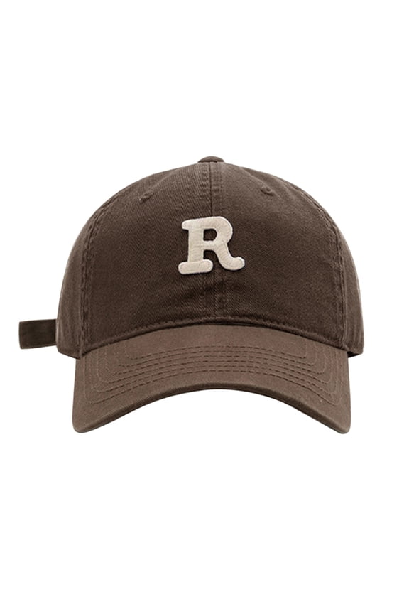 Hats for Men, Mens Hats, Baseball Cap, Spring/summer Big Headed Soft Top R Letter Solid Duck Tongue Hat Baseball Hat, Coffee One Size