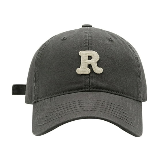 BKQCNKM Hats for Men, Mens Hats, Baseball Cap, Spring/summer Big Headed Soft Top R Letter Solid Duck Tongue Hat Baseball Hat, Gray One Size